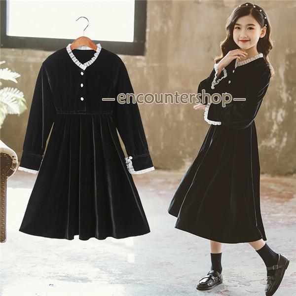 ワンピース 子供 女の子 キッズ フリル プルオーバー ガールズ 子供ドレス お外遊び着 子供服 可愛い おしゃれ フォーマル 秋冬 アウトドア | ブランド登録なし | 01