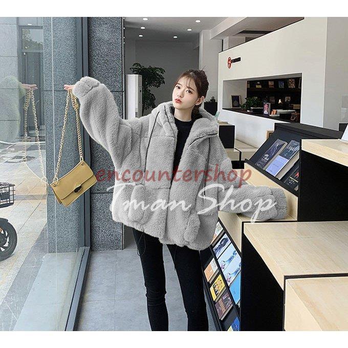 ファーコート 毛皮コート レディース フェイクファー 長袖 アウター 大きいサイズ もこもこ 防寒 大人 暖かい 体型カバー ゆったり カジュアル_16