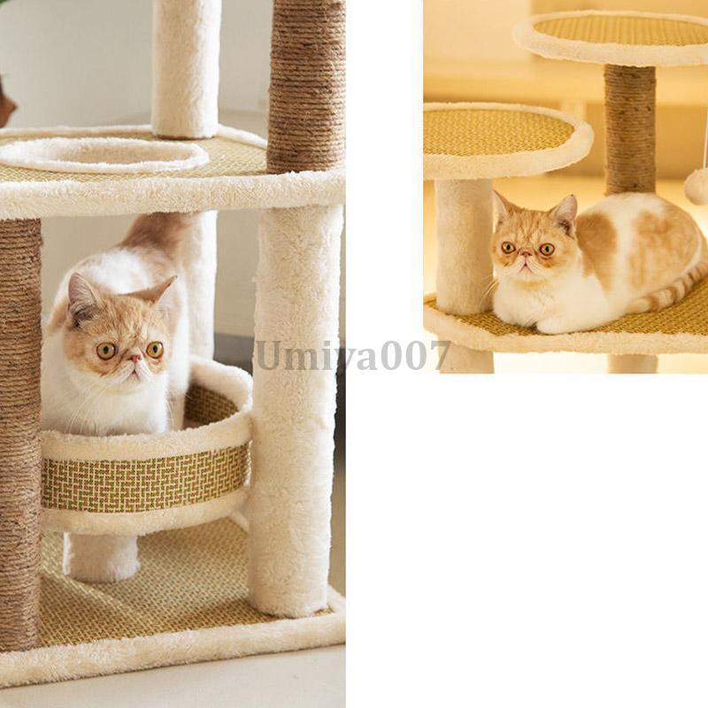 キャットタワー 木製 おしゃれ 据え置き かわいい 爪とぎ 運動不足 頑丈 ねこ 爪とぎ 多頭飼い 組立簡単_12