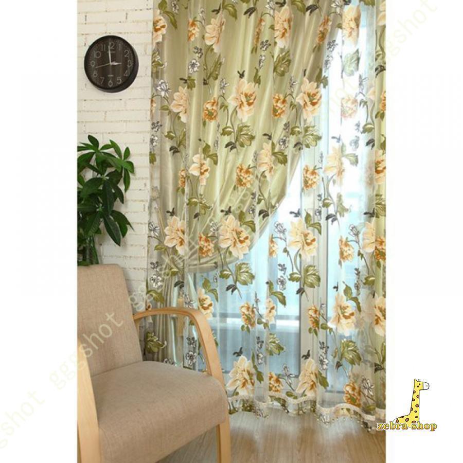 レースカーテン 2枚組 おしゃれ 柄 カーテン 花柄 薔薇 バラ のれん