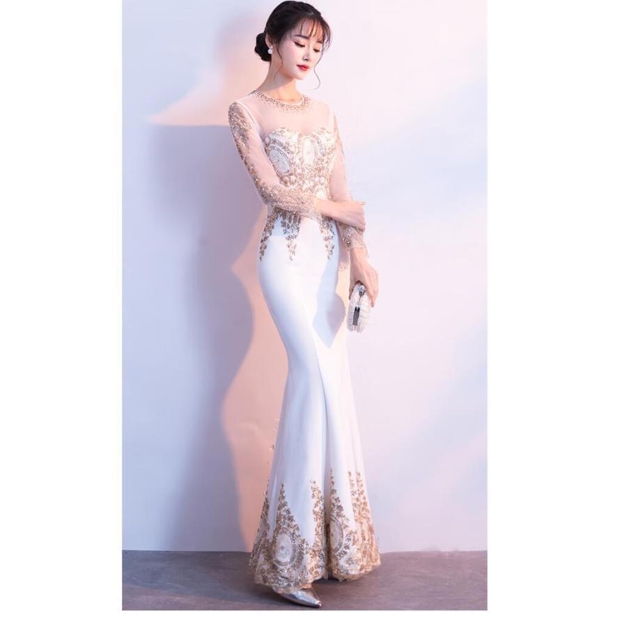 袖あり キャバドレス ナイトドレス マーメイドドレス パーティードレス ロングドレス 結婚式 二次会 衣装 舞台 披露宴 発表会 ピアノ 大きいサイズ イベント用_3