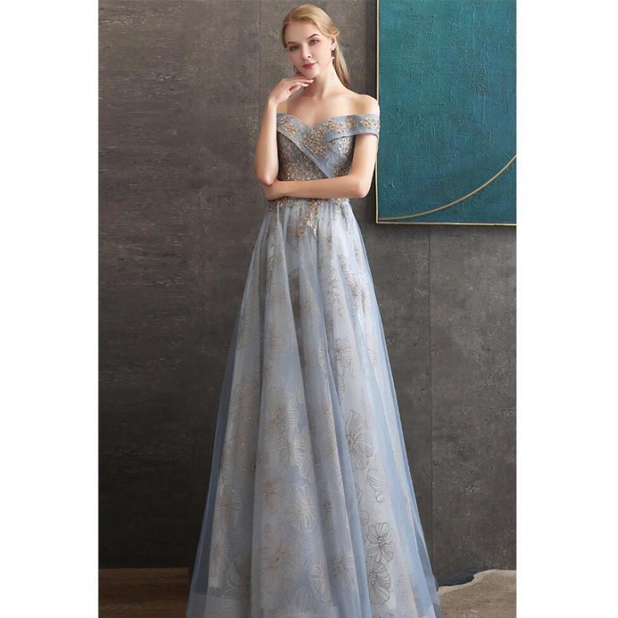 オフショルダー ウエディングドレス パーティードレス ナイトドレス ステージ衣装 二次会 結婚式 司会者 ロングドレス 演奏会 ピアノ 発表会 忘年会 高級_3