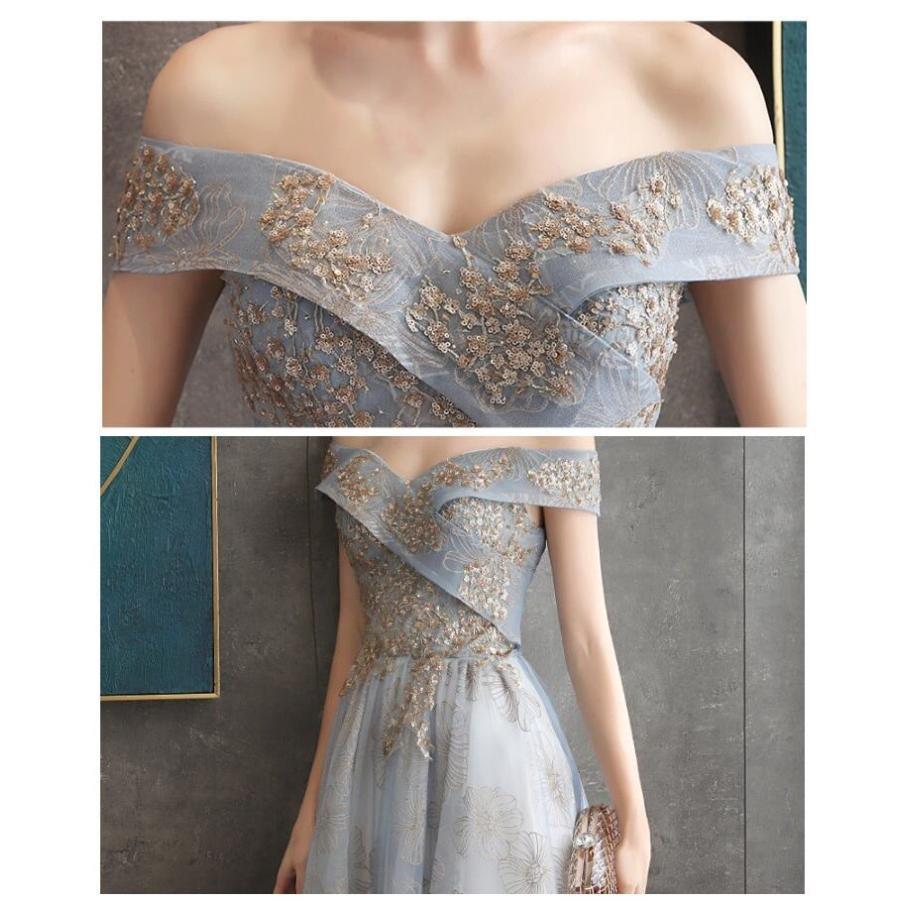 オフショルダー ウエディングドレス パーティードレス ナイトドレス ステージ衣装 二次会 結婚式 司会者 ロングドレス 演奏会 ピアノ 発表会 忘年会 高級_6