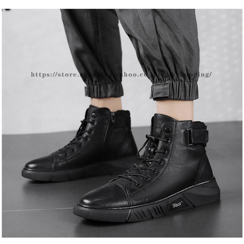 ブーツバイクブーツ メンズ シューズ 革ブーツ 裏起毛 かっこいい 防寒