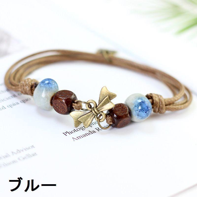 ブレスレット レディース アクセサリー ハンドメイド風 調節可能 紐