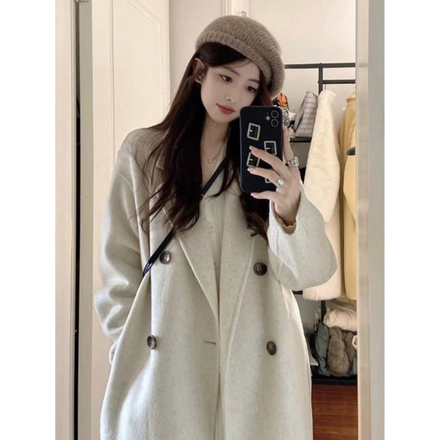 ロングコート レディース ダブルフェイスカシミヤ 小柄さん向け 春・秋・冬 韓国風 高級感 ウール コート_10