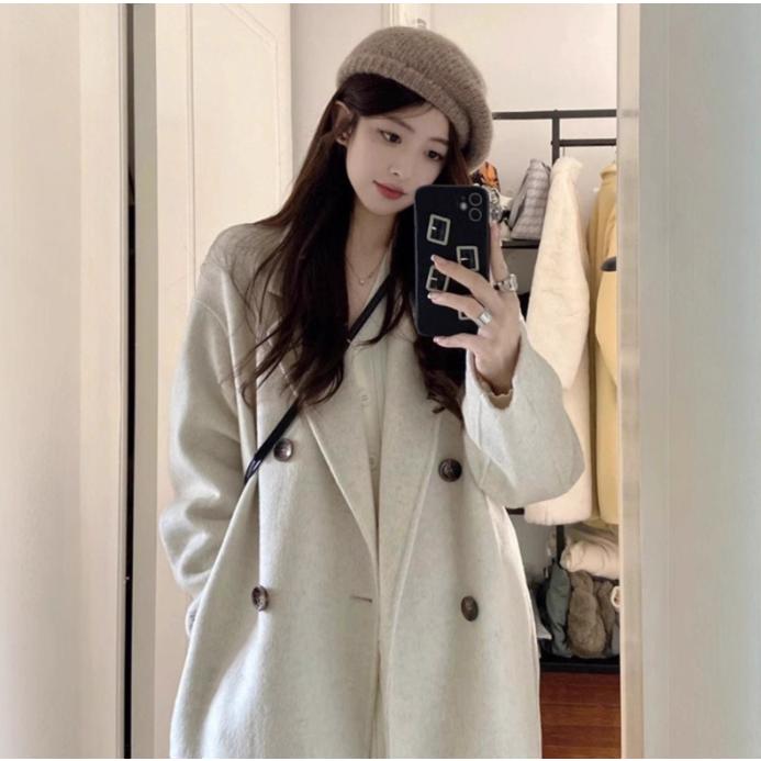 ロングコート レディース ダブルフェイスカシミヤ 小柄さん向け 春・秋・冬 韓国風 高級感 ウール コート_2
