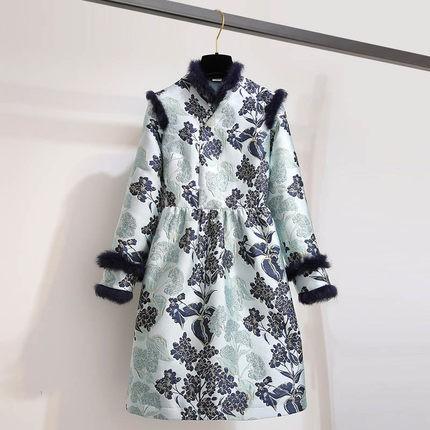 チャイナドレス ショート丈 長袖 ワンピース 刺繍 中華服 チャイナ服 パーティードレス 厚手 防寒 暖かい 秋服 冬服 新作_1