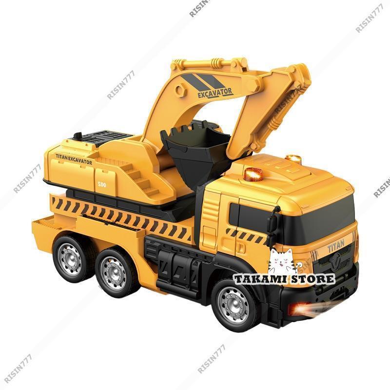 ラジコンカー ショベル 変形ロボット 変形可能 働く車 ライト付き 工事