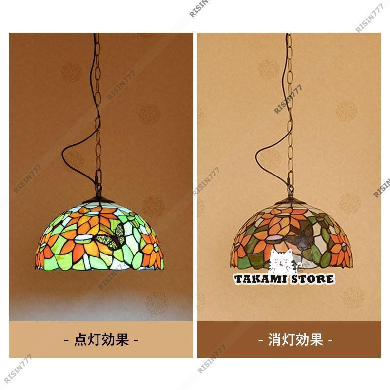 ペンダントライト 和風 LED対応 ステンドグラス 手作り 傘型 レトロ