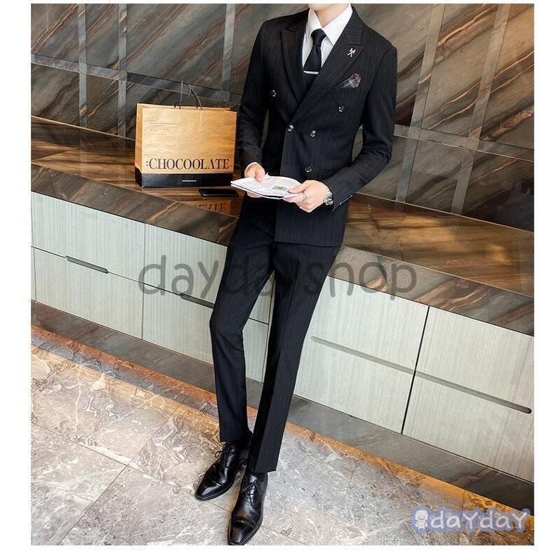 タキシードスーツ 新作 ダブルボタンスーツ 3ピーススーツ