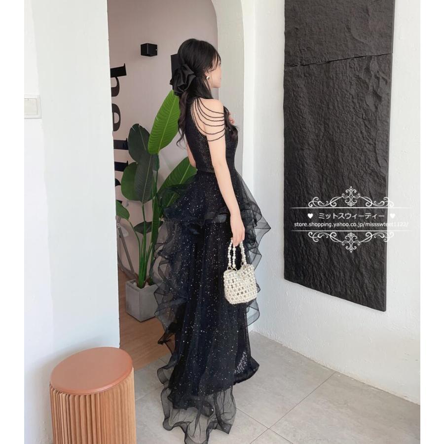 カラードレス ウェディングドレス ウエディングドレス イブニングドレス ブラック ワインレッド フリル キラキラ パーティードレス 発表会 演奏会 結婚式 二次会 カラードレス ウェディングドレス ウエディングドレス イブニング