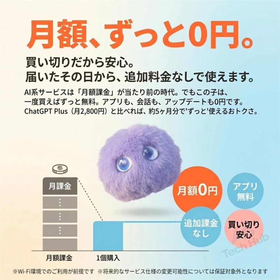 ぬいぐるみ ai 電子ペット AI会話 ぬいぐるみ ChatGPT搭載 AIペット 日本語対応 66言語 音声会話 おしゃべり ロボット 子供 高齢者 話し相手 1200mAh Type-C充電の画像