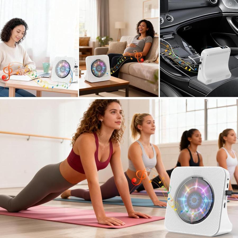CDプレーヤー bluetooth 充電式 給電式 ポータブルCDプレーヤー 卓上