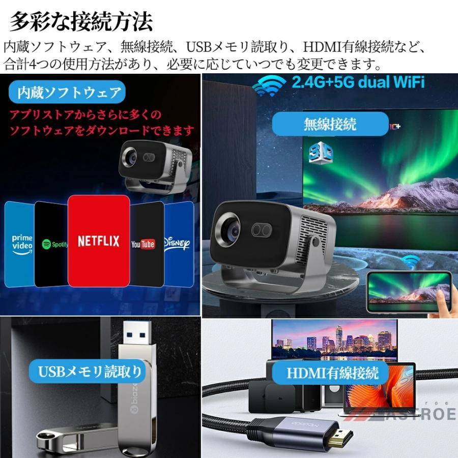 プロジェクター 小型 家庭用 天井投影 高画質 電動フォーカス android