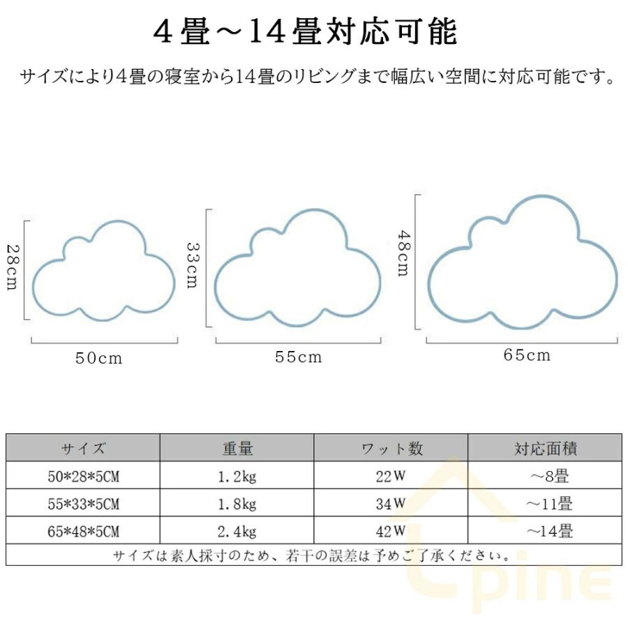 シーリングライト かわいい 雲 LED 調光調色 おしゃれ 4畳 6畳 8畳 10