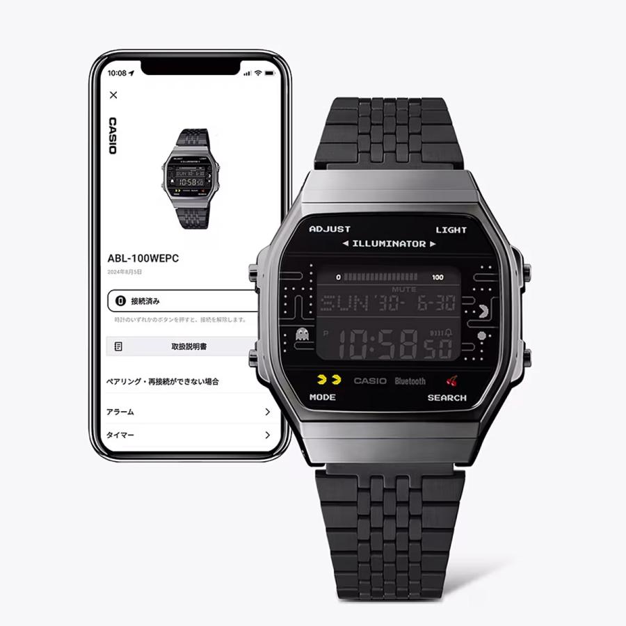 CASIO パックマンコラボ腕時計・ABL-100WEPC-1BJR・【美品】 CASIO（カシオ） 腕時計 PAC-MAN パックマン モバイルリンク Bluetooth