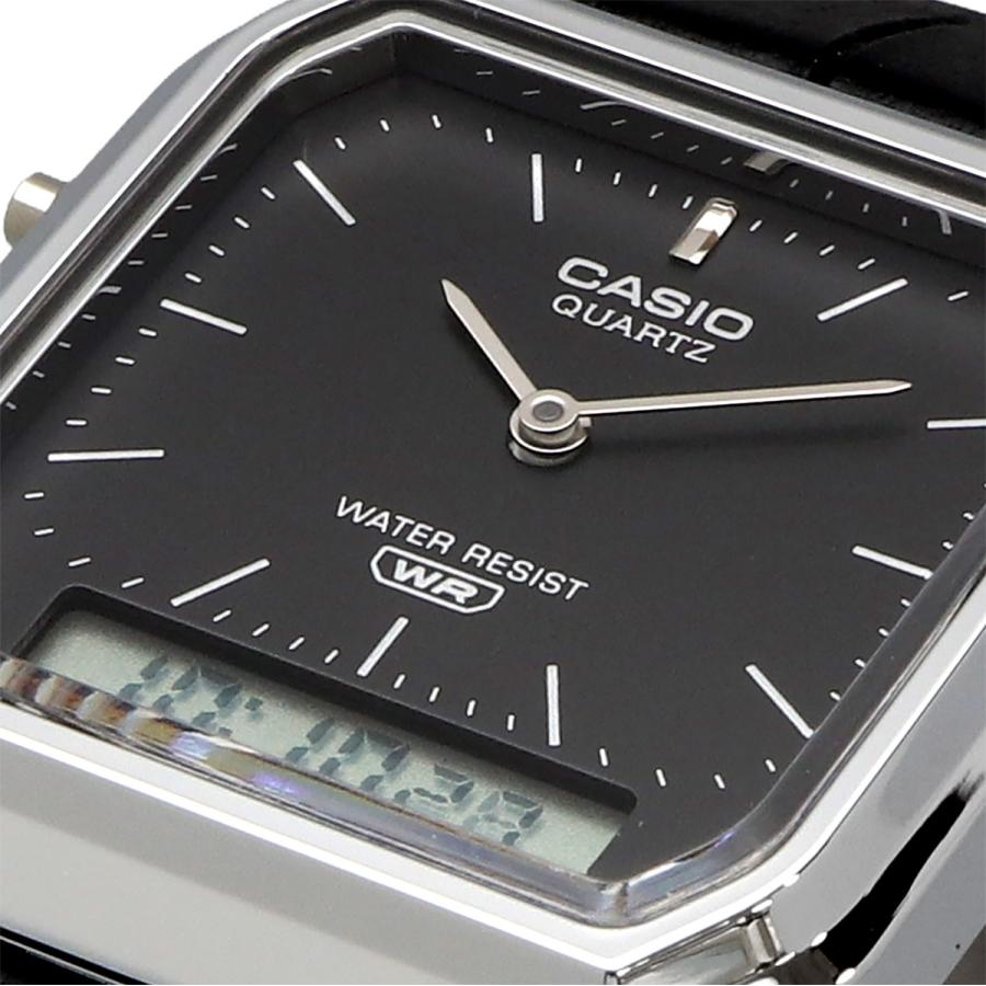 CASIO カシオ 腕時計 アナデジ ヴィンテージシリーズ AQ-230EL-1A ユニセックス デュアルタイム ブラック レザーバンド [並行輸入品]の画像