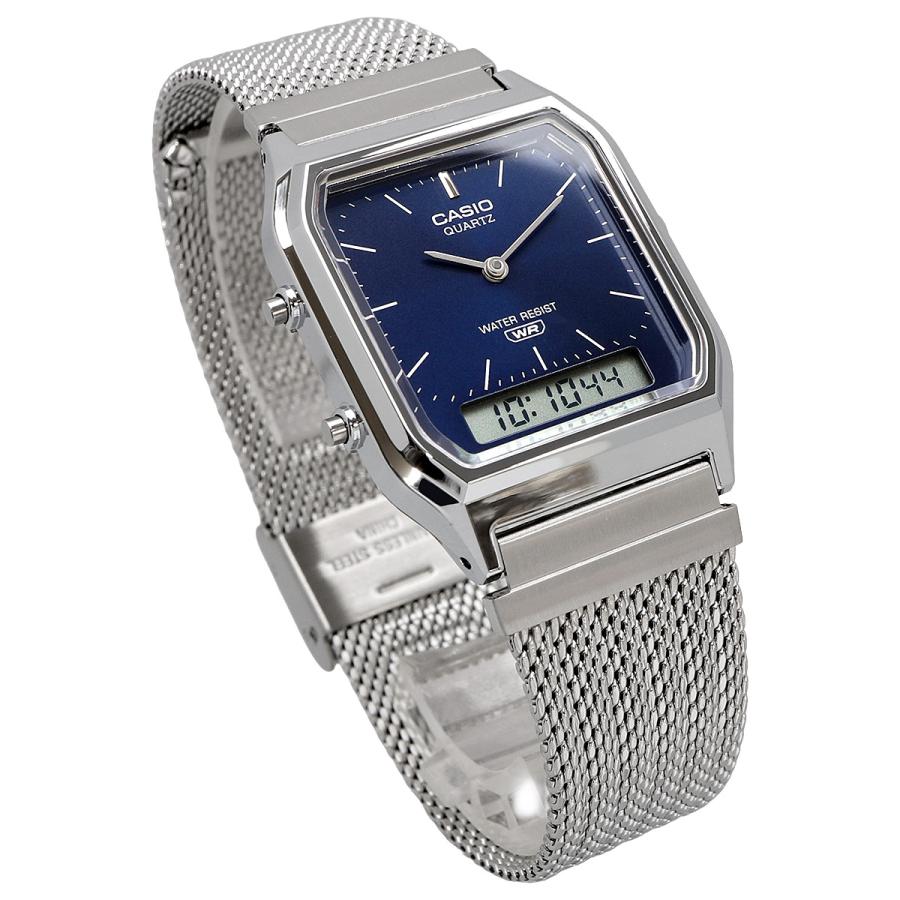 CASIO アナデジ ANA-DIGI クオーツ 腕時計 ヴィンテージシリーズ AQ-230EM-2A メッシュメタルバンド デュアルタイム ネイビー [並行輸入品]の画像