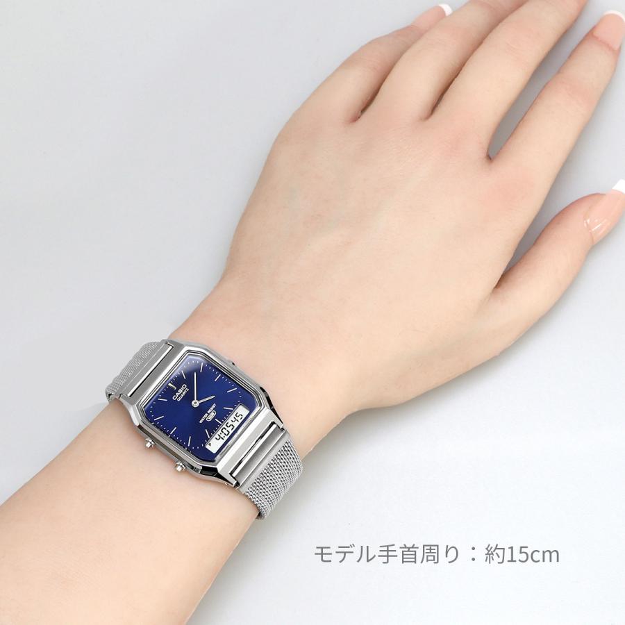 CASIO アナデジ ANA-DIGI クオーツ 腕時計 ヴィンテージシリーズ AQ-230EM-2A メッシュメタルバンド デュアルタイム ネイビー [並行輸入品]の画像