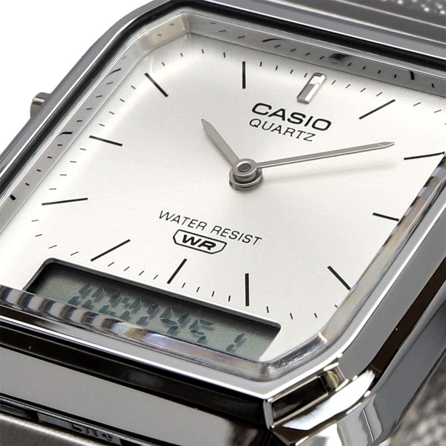 CASIO アナデジ ANA-DIGI クオーツ 腕時計 ヴィンテージシリーズ AQ-230EM-7A メッシュメタルバンド デュアルタイム シルバー [並行輸入品]の画像