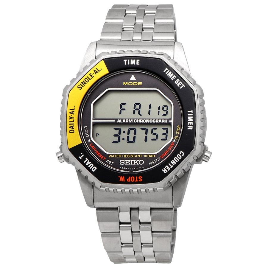 SEIKO ロトコール Rotocall 復刻デザインモデル デジタル クオーツ 腕時計 SMGG17P1 シルバー イエロー×ブラックベゼル [並行輸入品]の画像