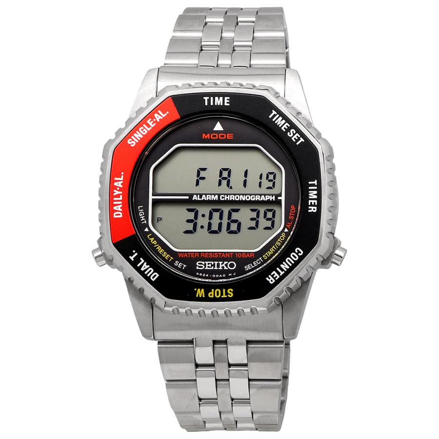 SEIKO ロトコール Rotocall 復刻デザインモデル デジタル クオーツ 腕時計 SMGG19P1 シルバー レッド×ブラックベゼル [並行輸入品]の画像