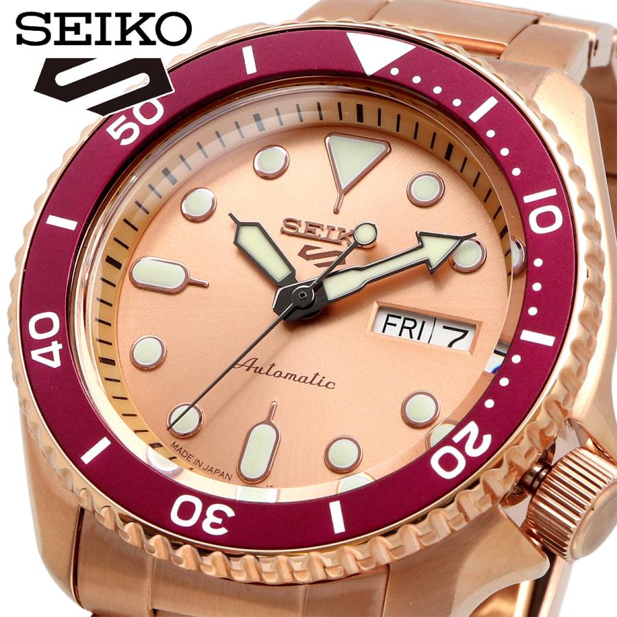 セイコー5スポーツ　SRPE58 自動巻き　ピンクゴールド Amazon.com: Seiko SRPE58 Seiko 5 Sports Men's Watch Silver-Tone