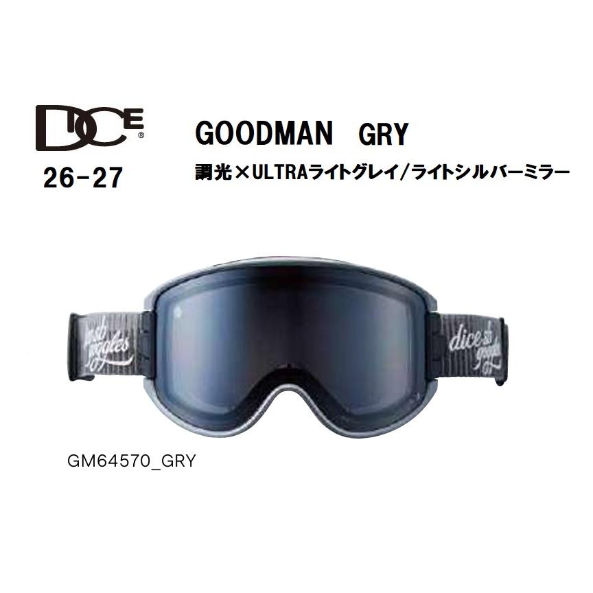 ねぎまDICEダイス【GOODMAN / C-GRY/BK】調光 DICE（ダイス） 予約商品 26-27 スノーボード ゴーグル GOODMAN