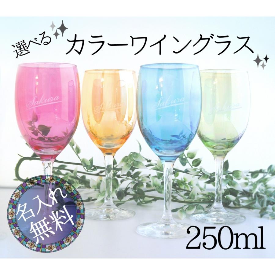 名入れ 文字入れ カラーワイングラス 250ml ギフト箱付 限定特価 日本製 誕生日 プレゼント ギフト 記念品 敬老の日 高い素材