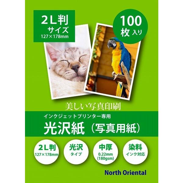 光沢紙 2L判サイズ 200枚（100枚入×2セット） フォトペーパー 中厚（やや薄め） プリンター用 インクジェット用 写真用紙2l版 業務 ...