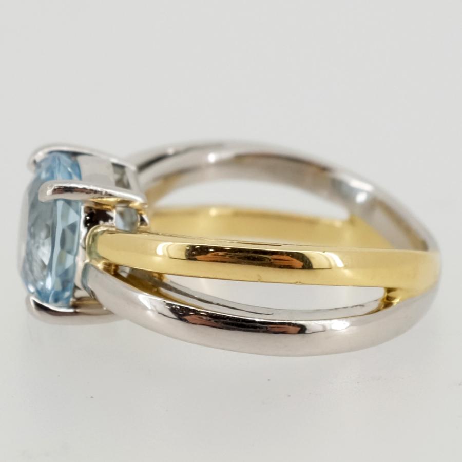 K18Pt900アクアマリンダイヤモンドリング K18Pt900アクアマリンダイヤ指輪