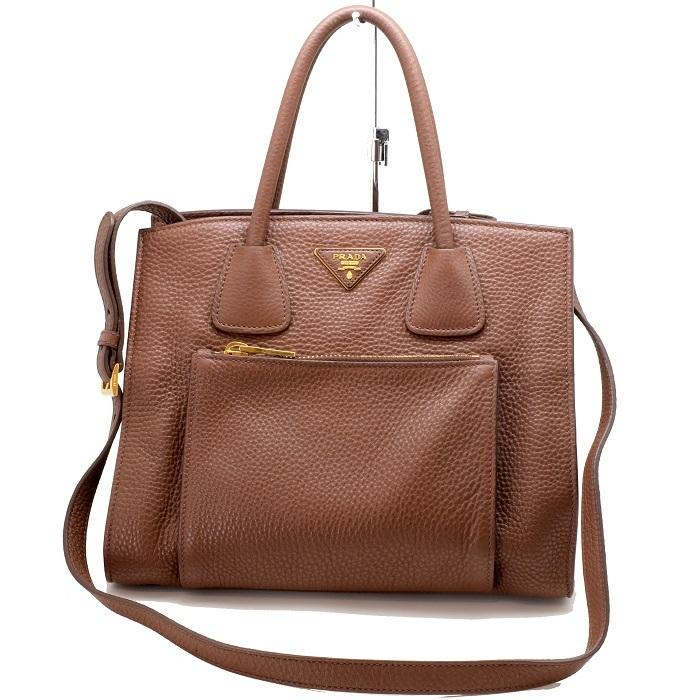 PRADA プラダ トートバッグ 2wayショルダー BN2626 ブラウン 本革 