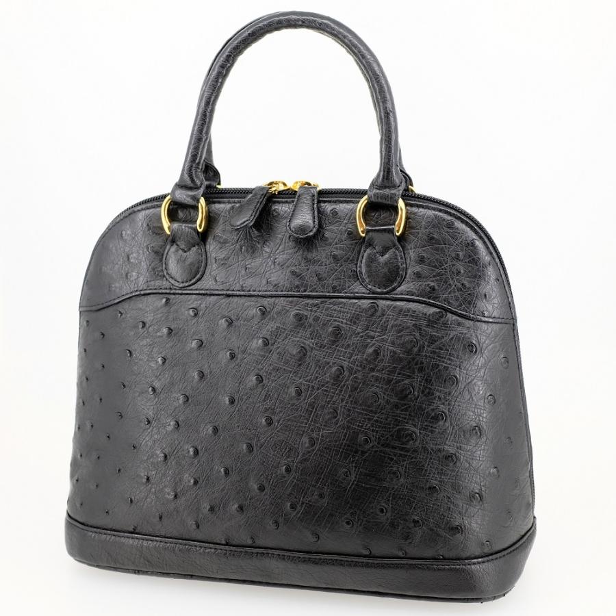 美品】サンポー Sanpo オーストリッチ ハンドバッグ 黒 ボリード 美品】サンポー Sanpo オーストリッチ ハンドバッグ 黒 ボリード