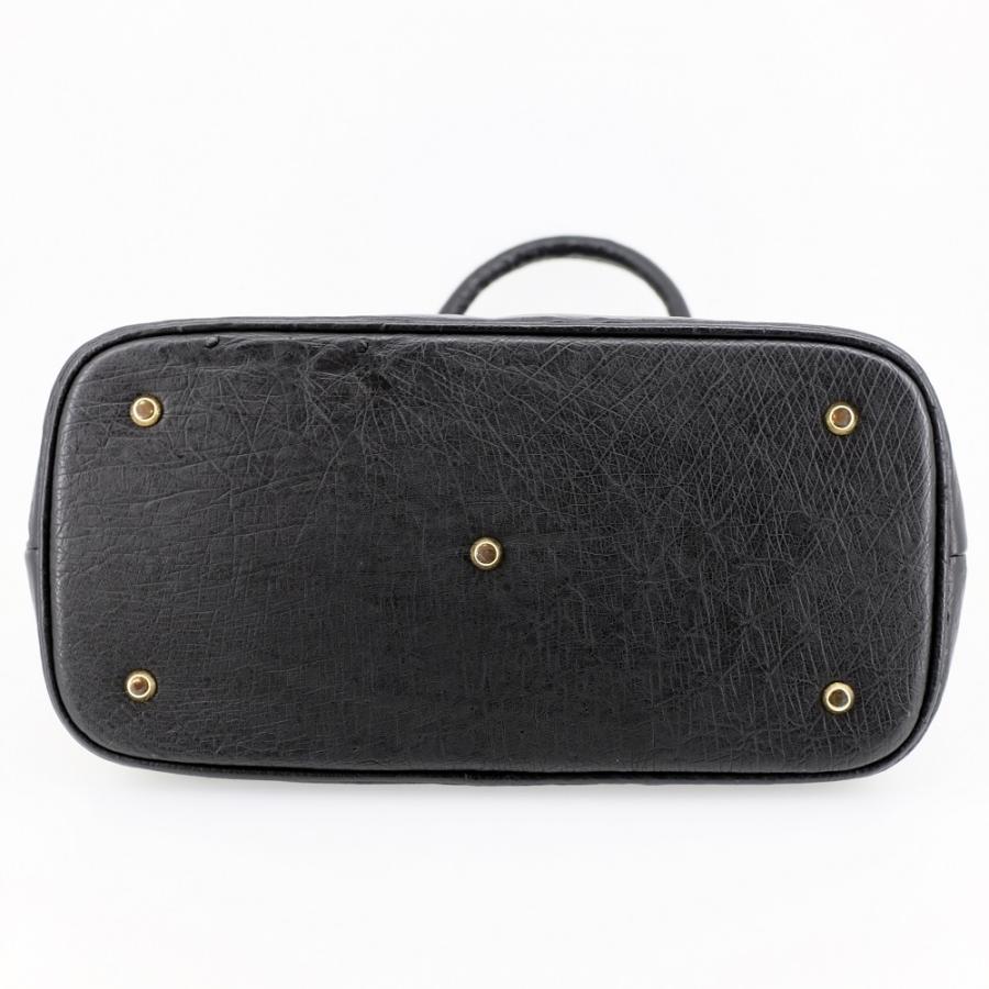 美品】サンポー Sanpo オーストリッチ ハンドバッグ 黒 ボリード 美品】サンポー Sanpo オーストリッチ ハンドバッグ 黒 ボリード