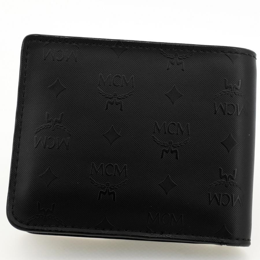 MCM エムシーエム 二つ折り財布 PVCｘレザー ブラック MXS 5SVH02 BK001 箱付き｜northplaza｜05