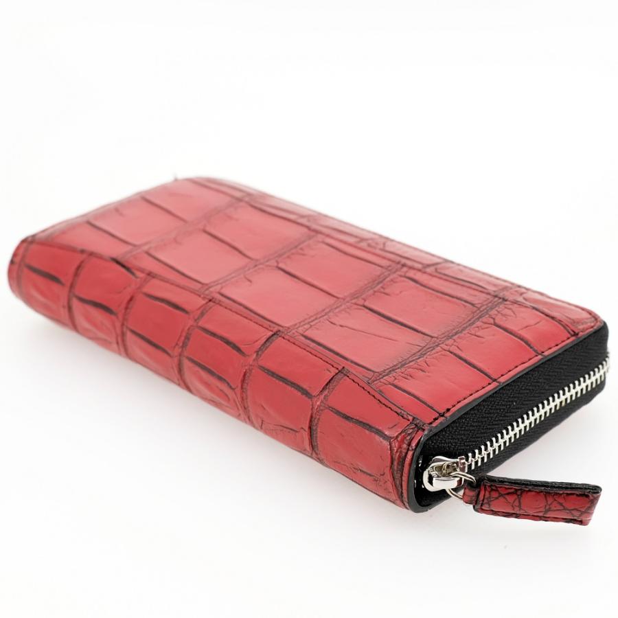 未使用品】ワニ皮 クロコダイル 長財布 ワインレッド