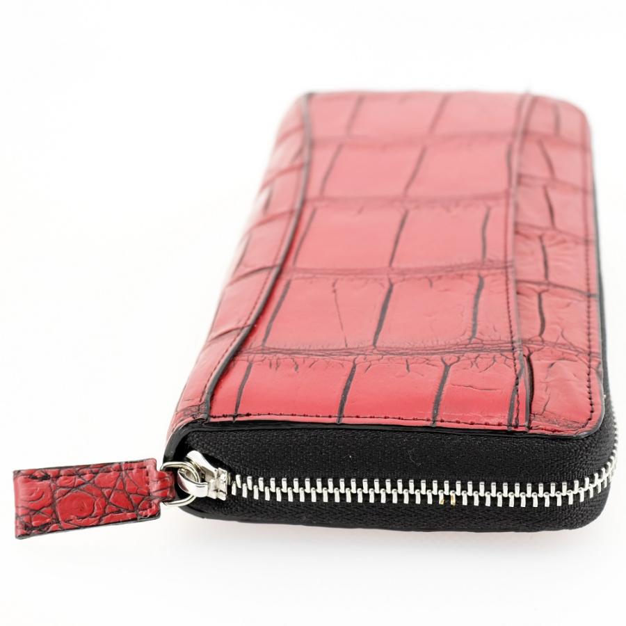 未使用品】ワニ皮 クロコダイル 長財布 ワインレッド