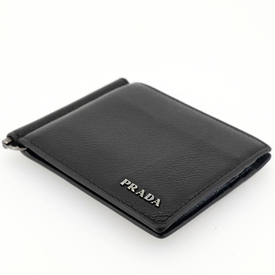 美品】PRADA プラダ 二つ折り財布 マネークリップ付き 2MN077 美品】PRADA プラダ 二つ折り財布 マネークリップ付き 2MN077