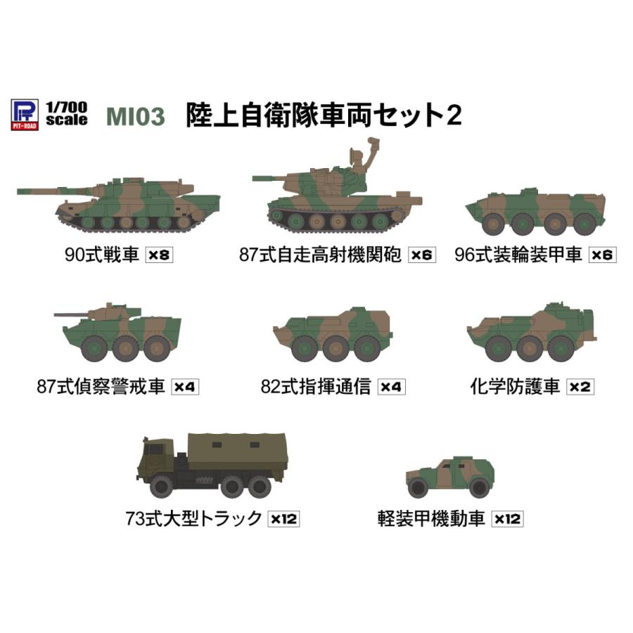 ピットロード（PIT-ROAD） MI03 1/700 陸上自衛隊車両セット2 : 模型