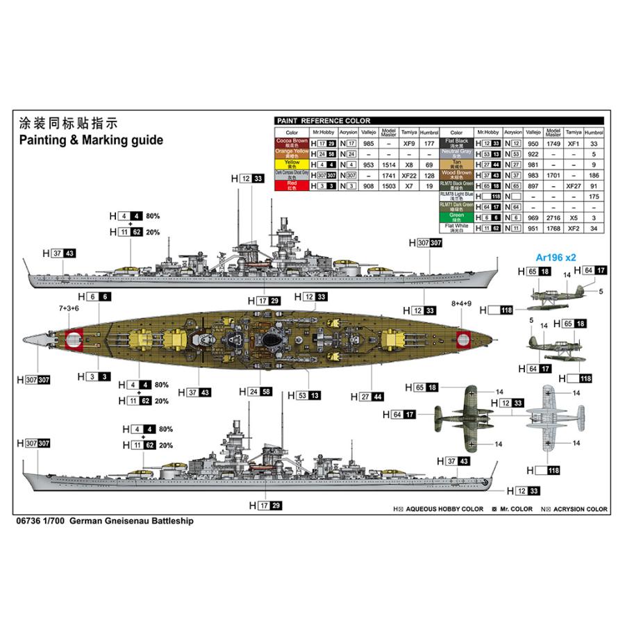 トランペッター 1/700 ドイツ海軍 戦艦 グナイゼナウ : 模型・ホビーの