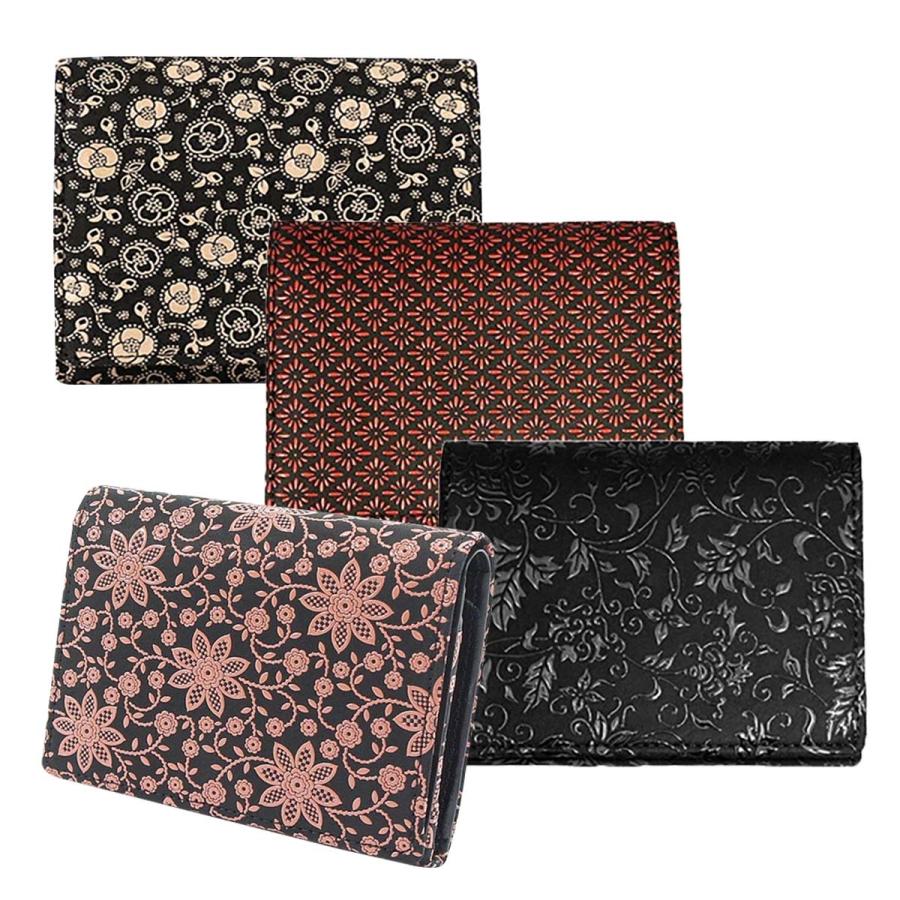 印傳屋（INDEN-YA） 印伝 二つ折 財布 19色柄 札入 ブラック 黒地 黒漆