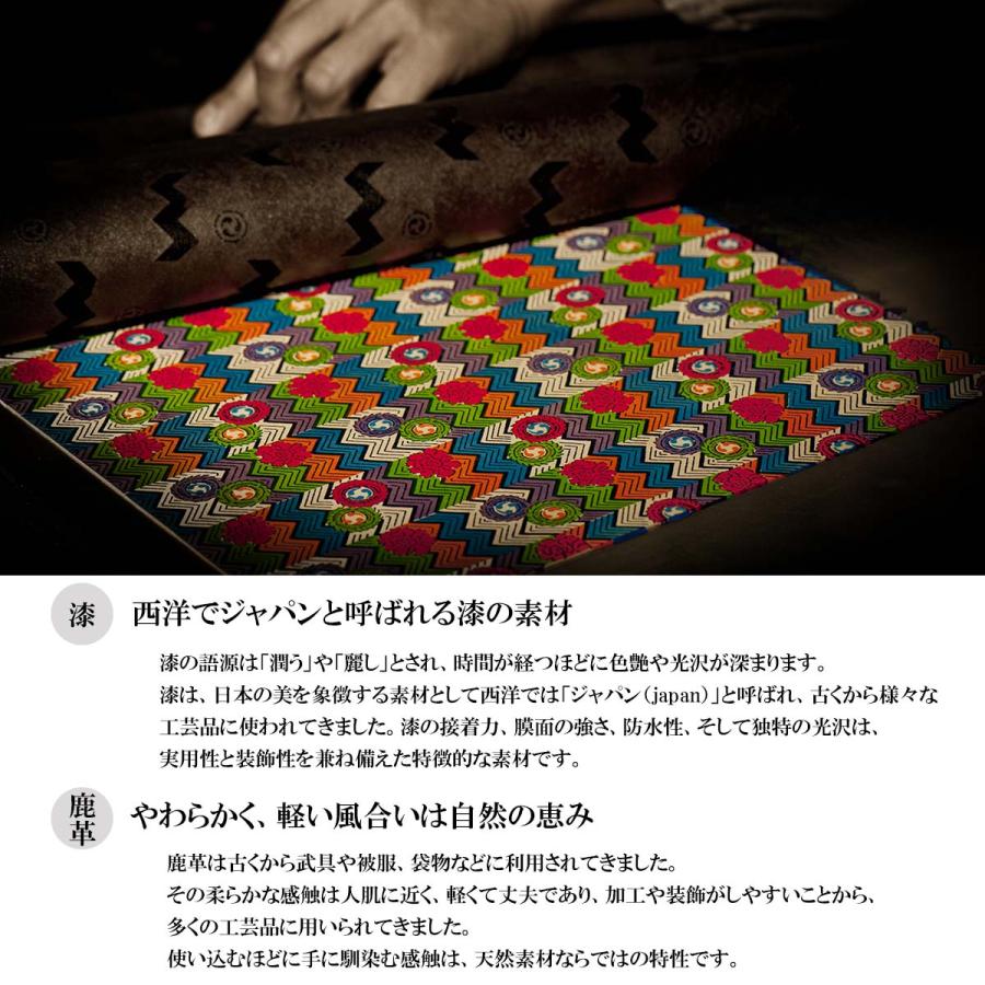 印傳屋（INDEN-YA） 印伝 二つ折 財布 12色柄 札入 レッド 赤地 黒漆