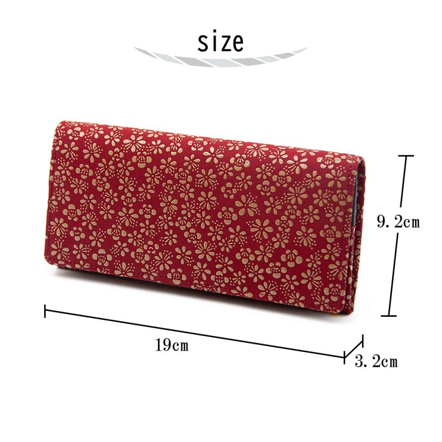 印傳屋（INDEN-YA） 印伝 束入れ 12色柄 長財布 レッド 赤地 黒漆 白漆