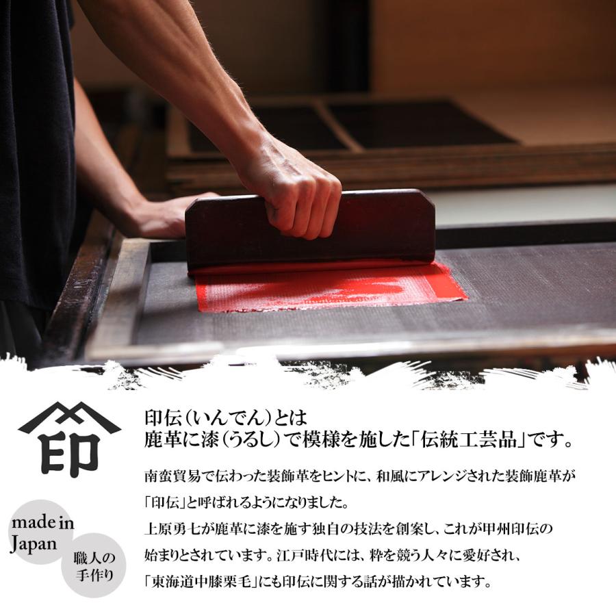 印傳屋（INDEN-YA） 印伝 長財布 束入 15色柄 薄型 ネイビー パープル