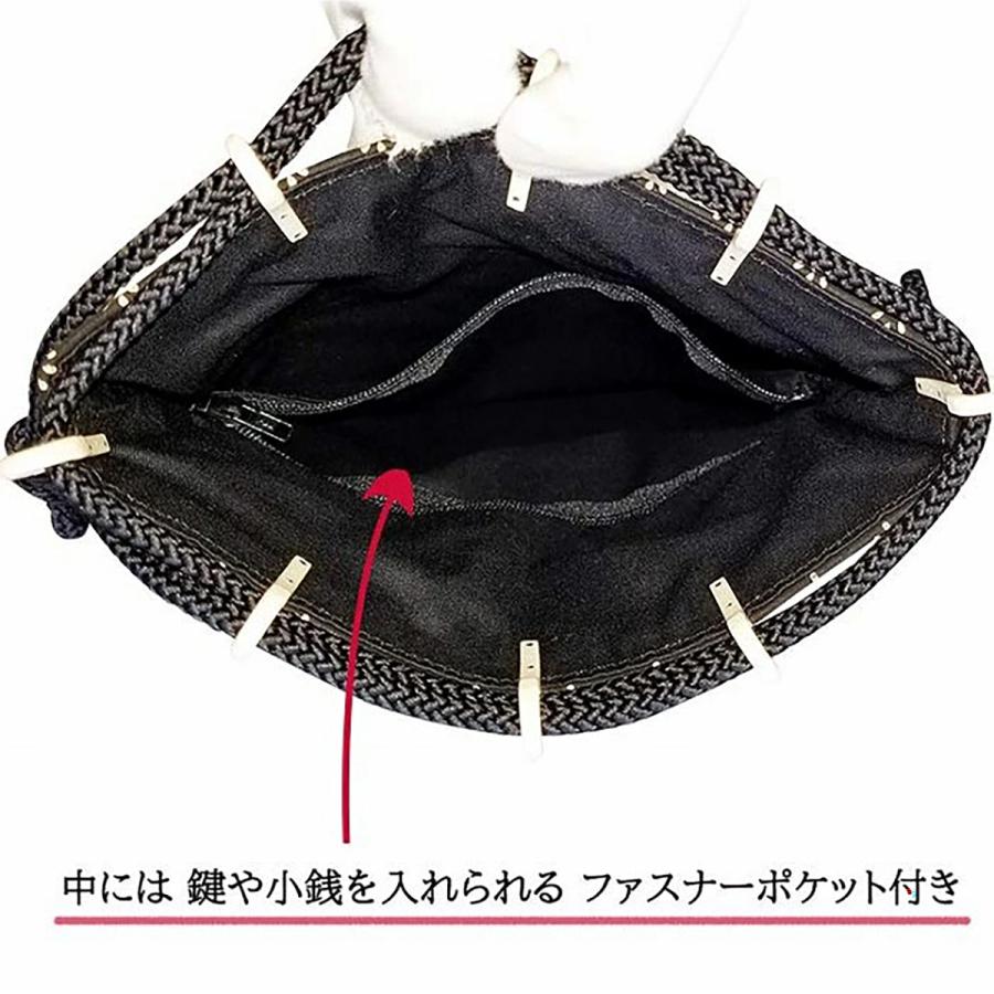 印傳屋（INDEN-YA） 印伝 合切袋 大 マチ付き 13色柄 黒地 黒漆 白漆