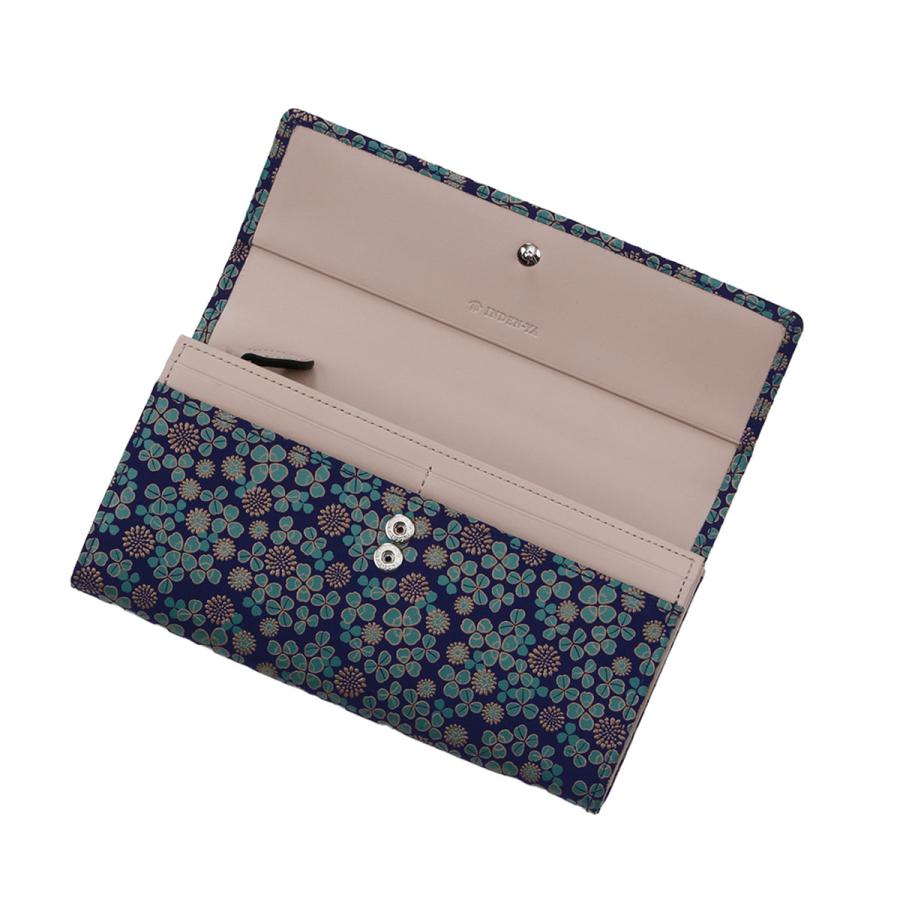 印傳屋（INDEN-YA） 印伝 束入 白詰草 紺地 伝統工芸品 甲州印伝 鹿革