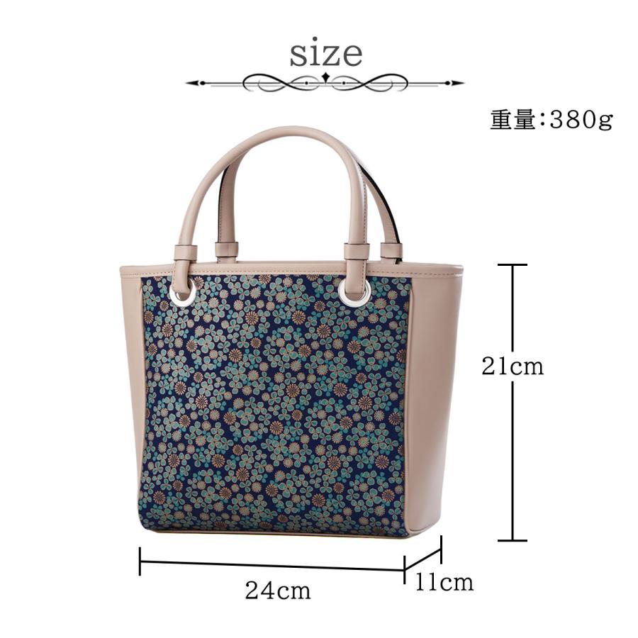 印傳屋（INDEN-YA） 印伝 手提げ 白詰草 紺地 伝統工芸品 甲州印伝 鹿