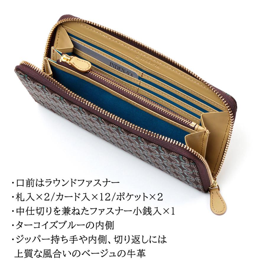 印傳屋（INDEN-YA） 印伝 札入 束入れ ラウンドファスナー RINGLET 