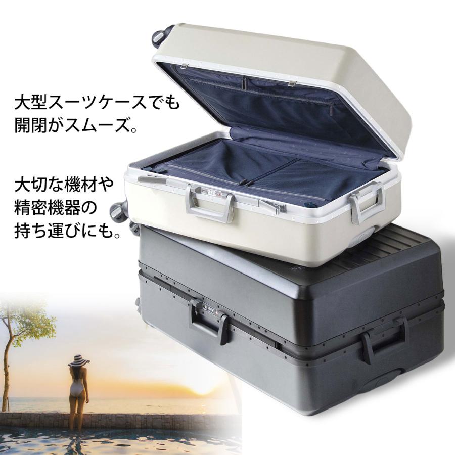 エンドー鞄 スーツケース フリクエンター [リエーヴェ] FREQUENTER フレーム型 L 4輪 軽量 静か 特許 TSAロック 8泊 10泊 5kg 90L トラベルポーチ 6点付 1-531の画像